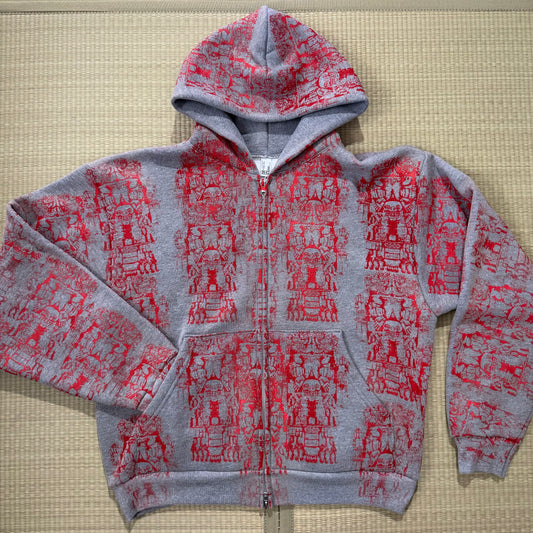 Handprinted Coatlicue Zip-Up
